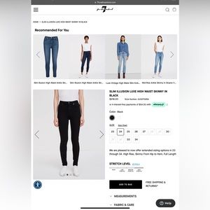 *NEW* 7 for all mankind slim illusion high waist skinny jeans in black